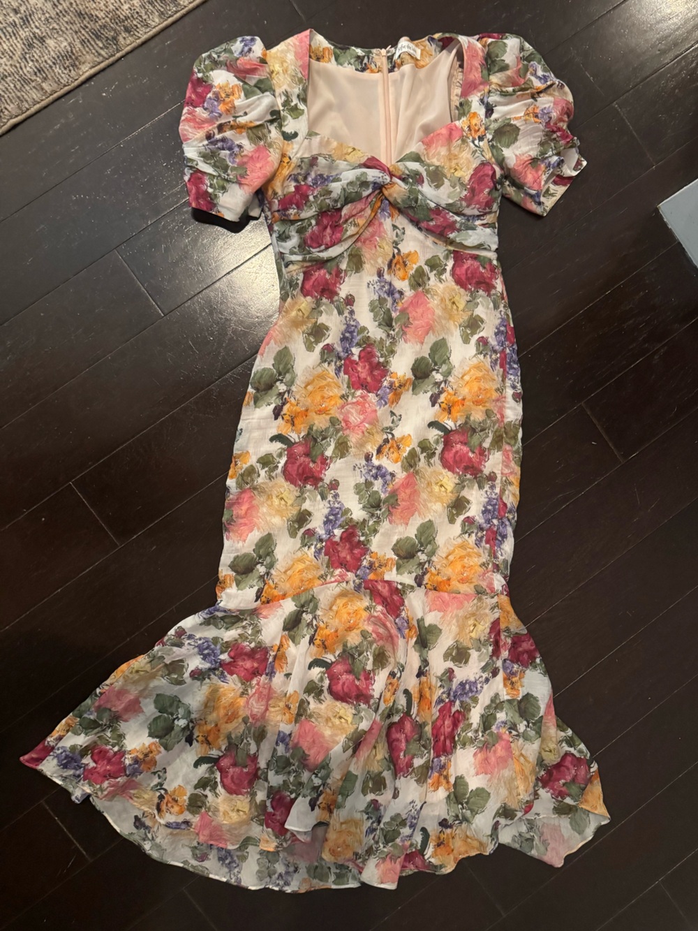 Floral Twist-Front Maxi Dress in White Multi